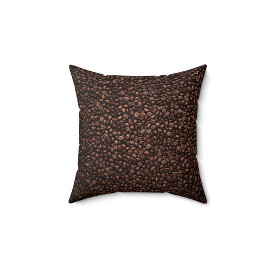 Coffee Bean Spun Polyester Square Pillow Gift