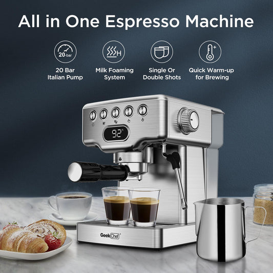 Geek Chef 20 bar espresso machine,  with milk frother